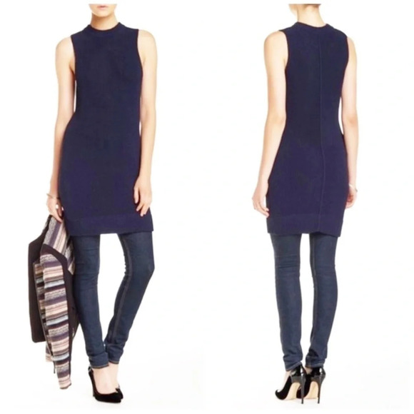 Brochu Walker Intermix Sweater Tunic Dress Chunky Navy Knit Small - Picture 9 of 9